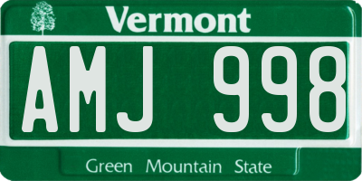 VT license plate AMJ998