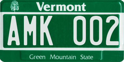 VT license plate AMK002