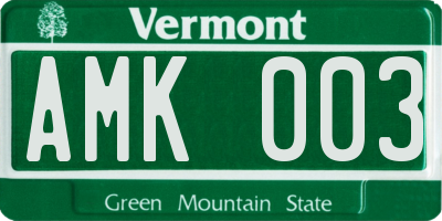 VT license plate AMK003