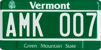 VT license plate AMK007