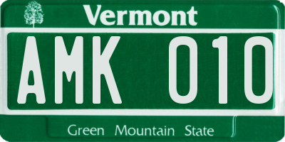 VT license plate AMK010