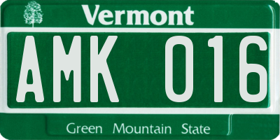 VT license plate AMK016