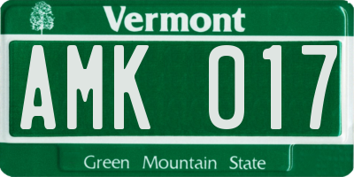 VT license plate AMK017
