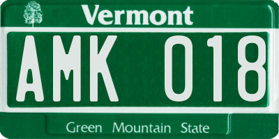 VT license plate AMK018