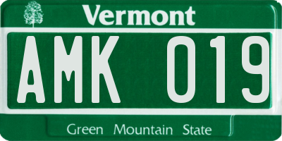 VT license plate AMK019