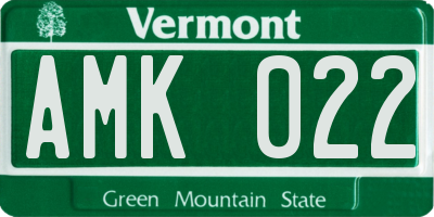 VT license plate AMK022