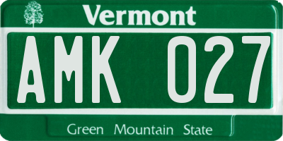 VT license plate AMK027