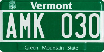 VT license plate AMK030