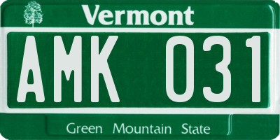 VT license plate AMK031