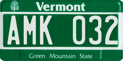 VT license plate AMK032
