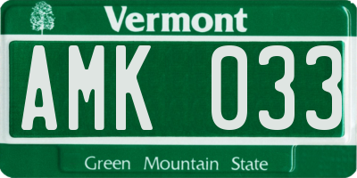 VT license plate AMK033