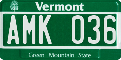 VT license plate AMK036