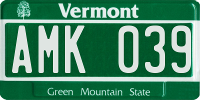 VT license plate AMK039