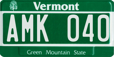 VT license plate AMK040