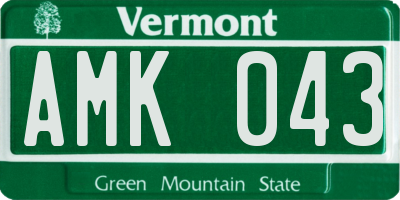 VT license plate AMK043