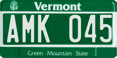 VT license plate AMK045