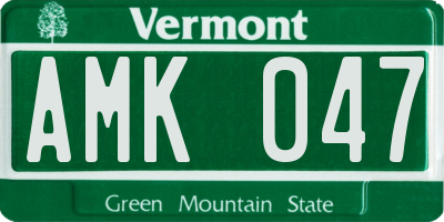 VT license plate AMK047