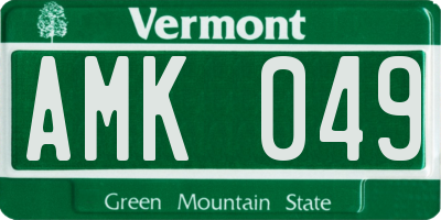 VT license plate AMK049