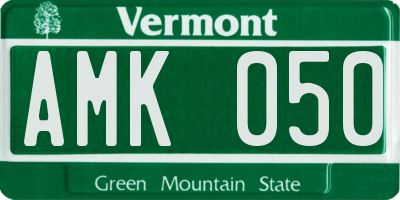 VT license plate AMK050
