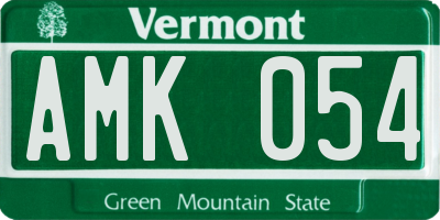 VT license plate AMK054