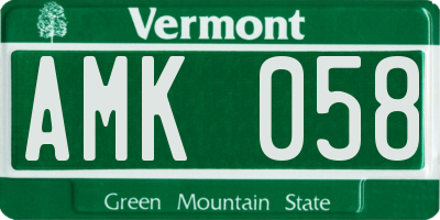 VT license plate AMK058