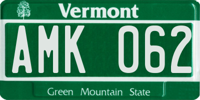 VT license plate AMK062