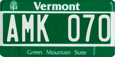 VT license plate AMK070