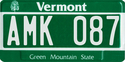 VT license plate AMK087