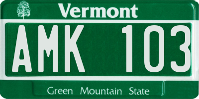 VT license plate AMK103