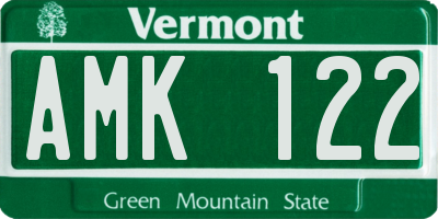 VT license plate AMK122