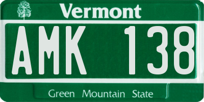 VT license plate AMK138