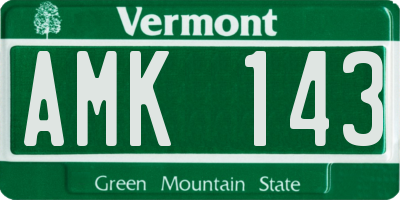 VT license plate AMK143
