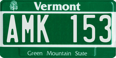 VT license plate AMK153