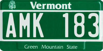VT license plate AMK183