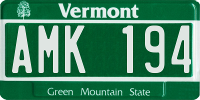 VT license plate AMK194