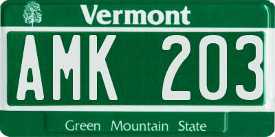 VT license plate AMK203