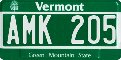 VT license plate AMK205