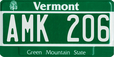 VT license plate AMK206