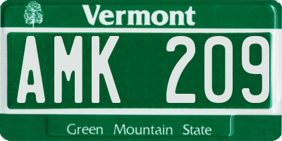 VT license plate AMK209