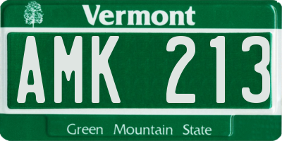 VT license plate AMK213