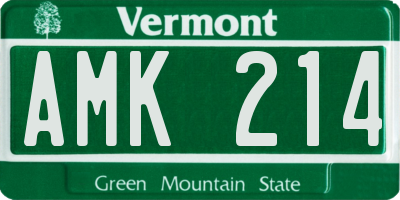 VT license plate AMK214