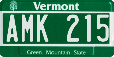 VT license plate AMK215