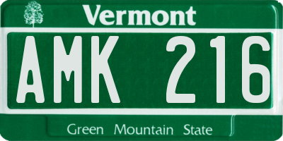 VT license plate AMK216