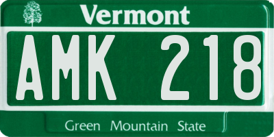 VT license plate AMK218