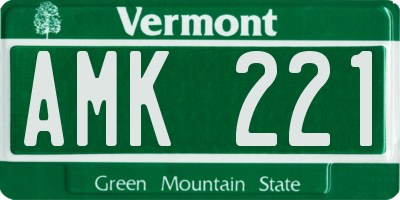VT license plate AMK221