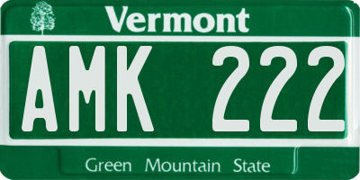 VT license plate AMK222