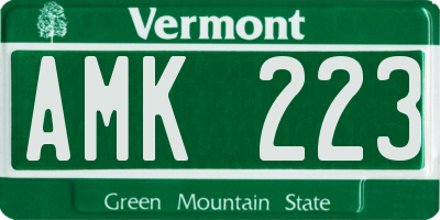 VT license plate AMK223