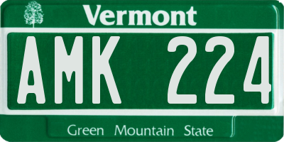 VT license plate AMK224