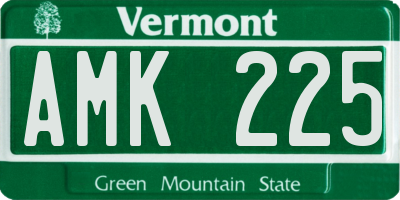 VT license plate AMK225