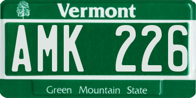 VT license plate AMK226